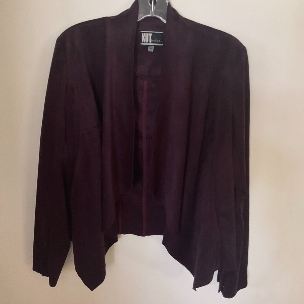 KUT from the KLOTH Women's "Tayanita" Faux Suede Draped Fitted Jacket EUC Size L